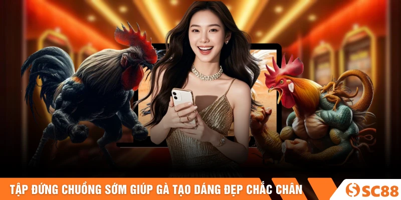Tập đứng chuồng sớm giúp gà tạo dáng đẹp chắc chân